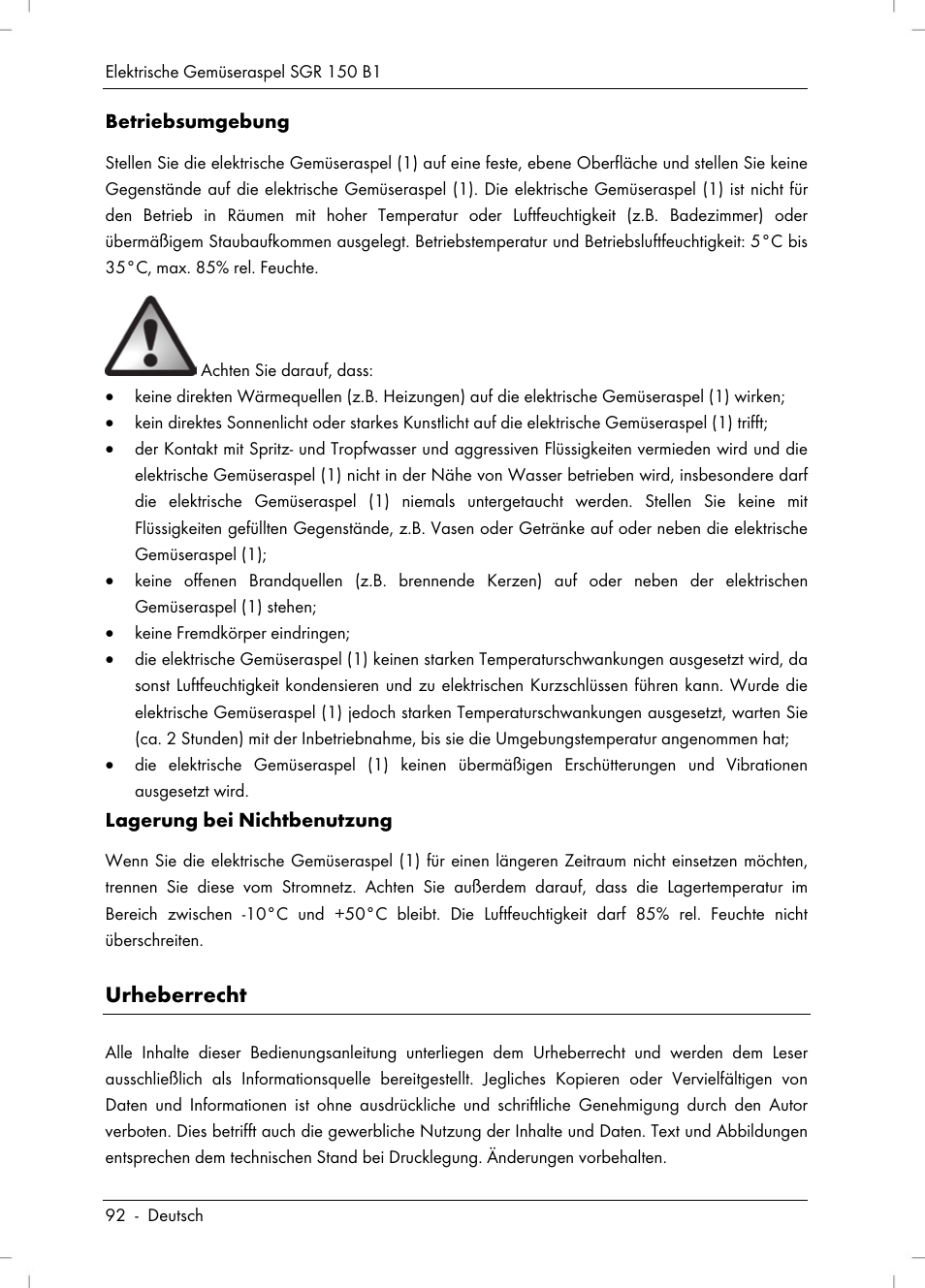 Urheberrecht | Silvercrest SGR 150 B1 User Manual | Page 94 / 106