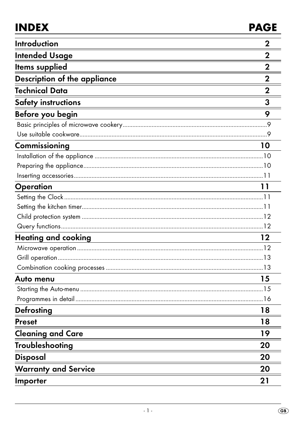 Index page | Silvercrest SMW 800 B2 User Manual | Page 4 / 91