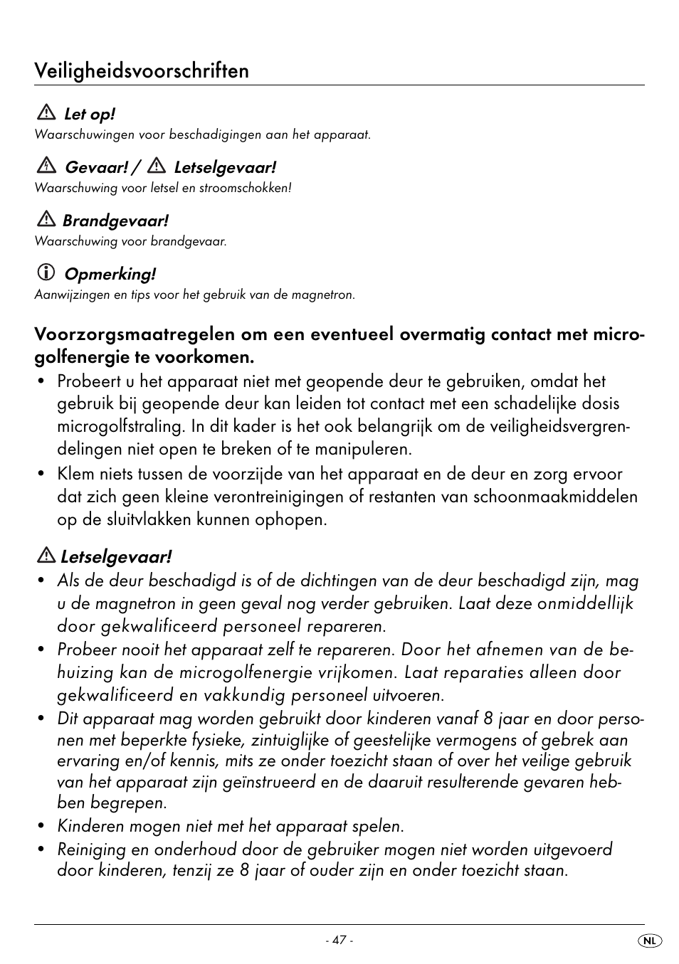 Veiligheidsvoorschriften | Silvercrest SMW 800 B2 User Manual | Page 50 / 91