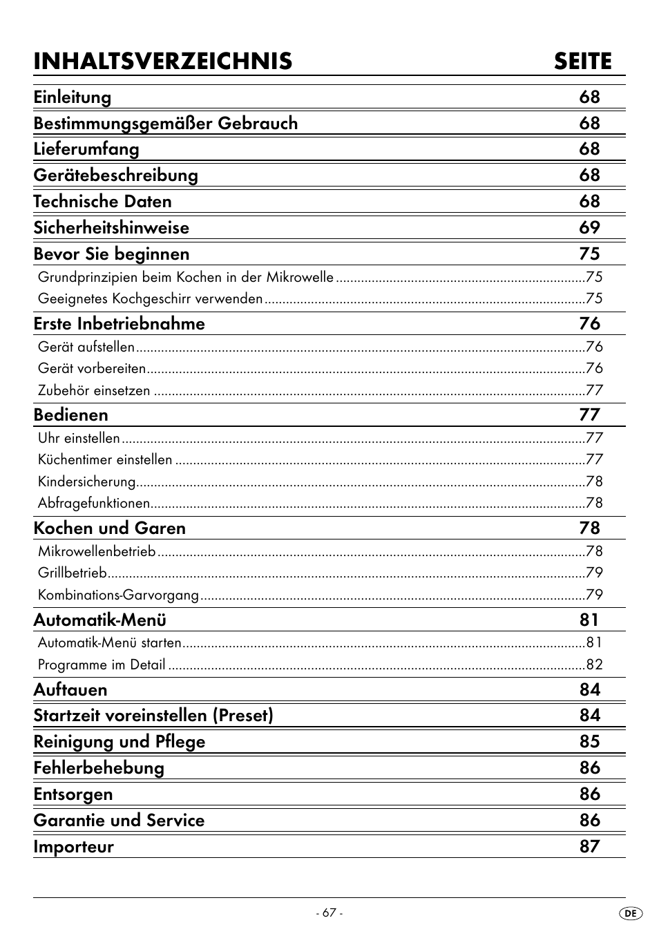 Inhaltsverzeichnis seite | Silvercrest SMW 800 B2 User Manual | Page 70 / 91