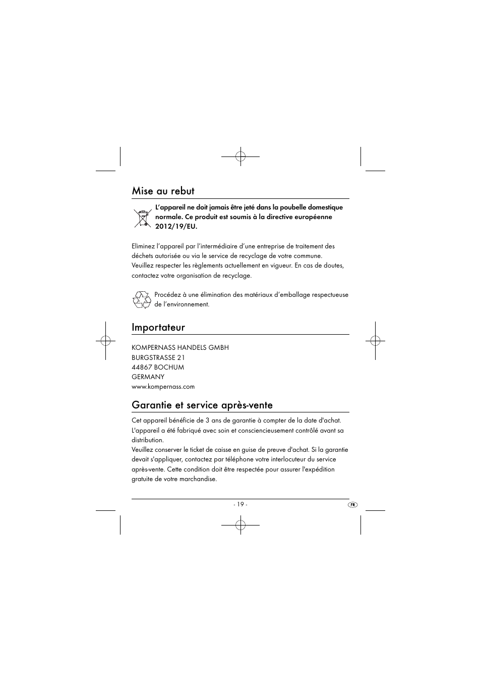 Mise au rebut, Importateur, Garantie et service après-vente | Silvercrest SEAS 20 A1 User Manual | Page 22 / 54