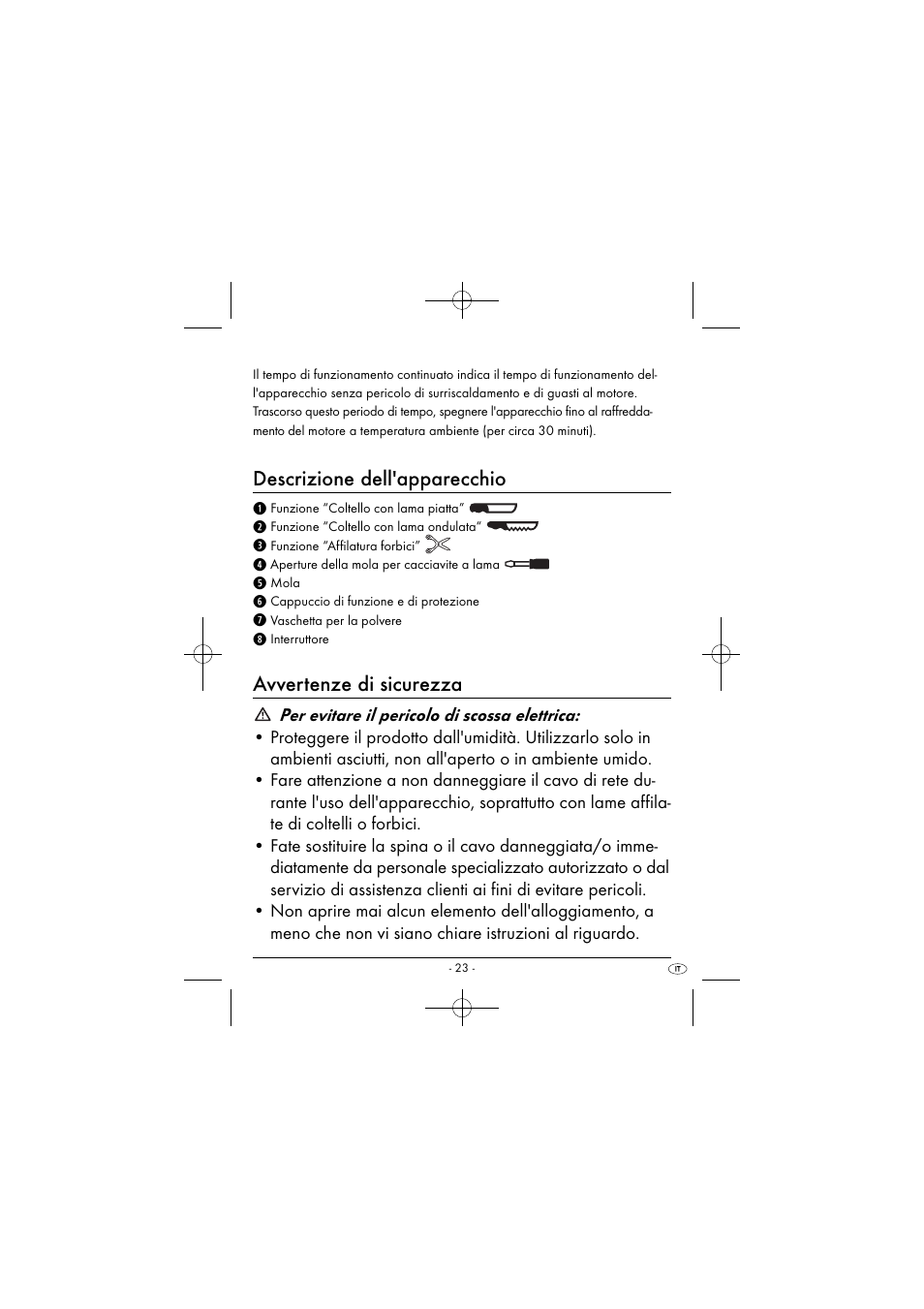 Descrizione dell'apparecchio, Avvertenze di sicurezza | Silvercrest SEAS 20 A1 User Manual | Page 26 / 54