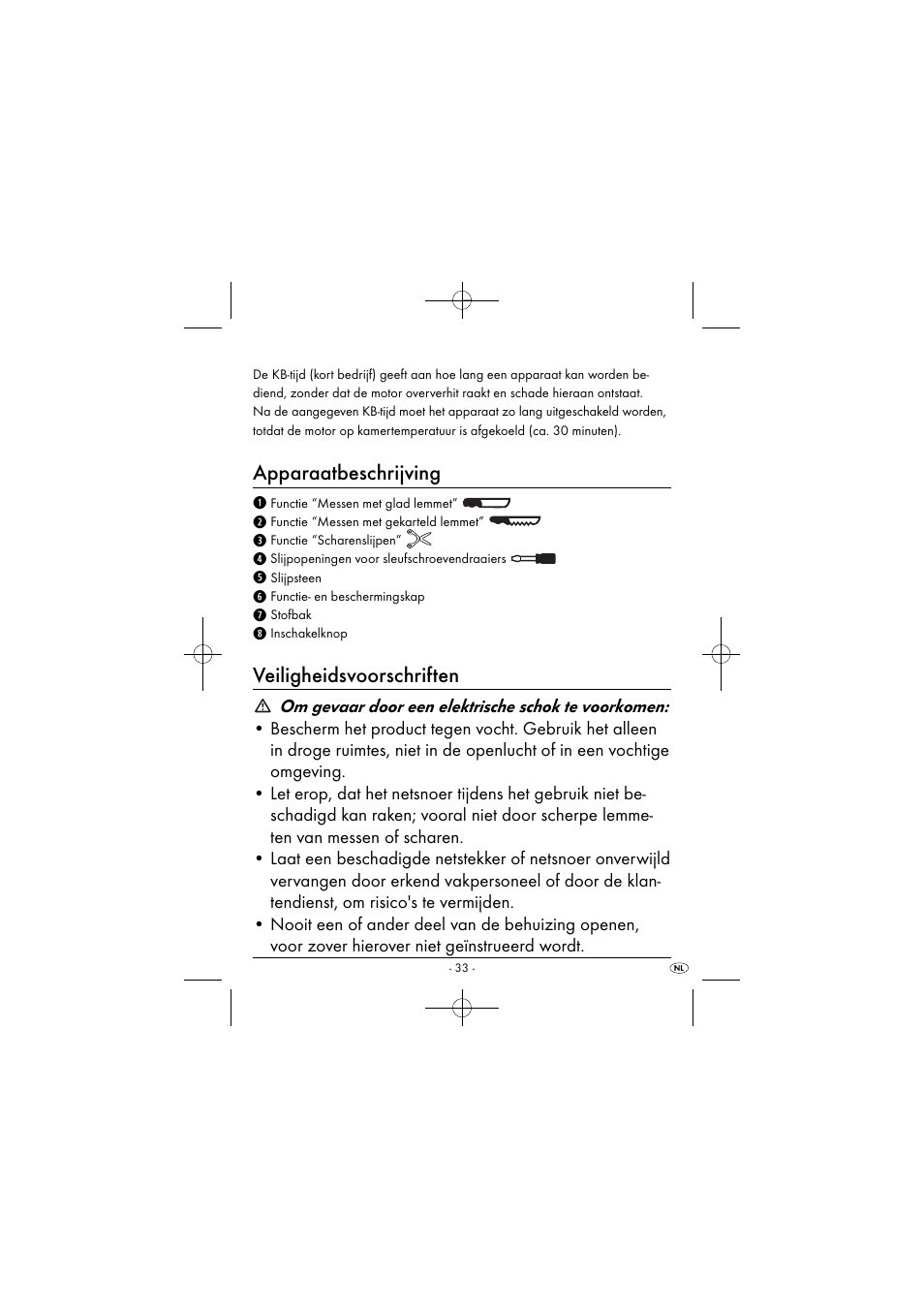 Apparaatbeschrijving, Veiligheidsvoorschriften | Silvercrest SEAS 20 A1 User Manual | Page 36 / 54