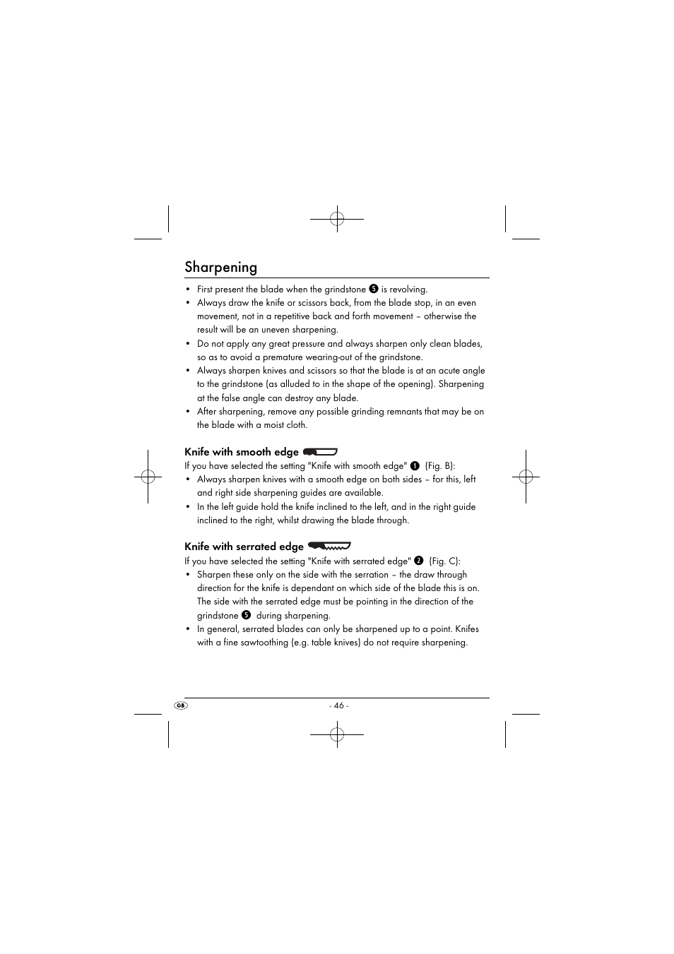 Sharpening | Silvercrest SEAS 20 A1 User Manual | Page 49 / 54