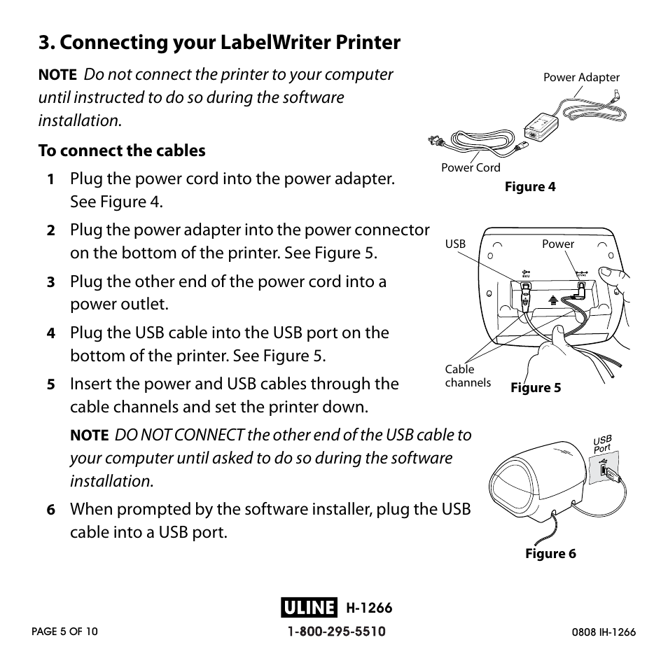 Connecting your labelwriter printer | Dymo H-1266 User Manual | Page 5 / 10