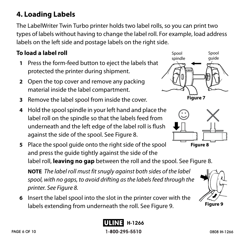 Loading labels | Dymo H-1266 User Manual | Page 6 / 10