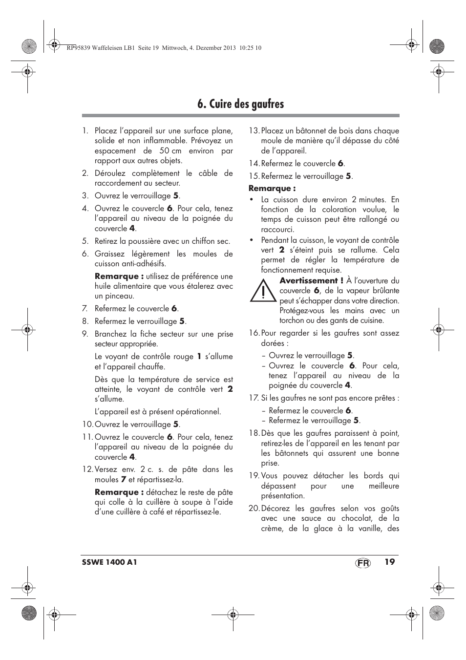 Cuire des gaufres | Silvercrest SSWE 1400 A1 User Manual | Page 21 / 58