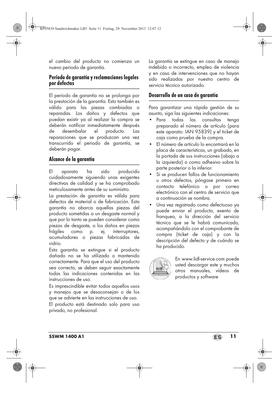 Alcance de la garantía, Desarrollo de un caso de garantía | Silvercrest SSWM 1400 A1 User Manual | Page 13 / 58