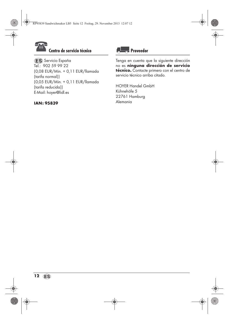 Centro de servicio técnico, Proveedor | Silvercrest SSWM 1400 A1 User Manual | Page 14 / 58