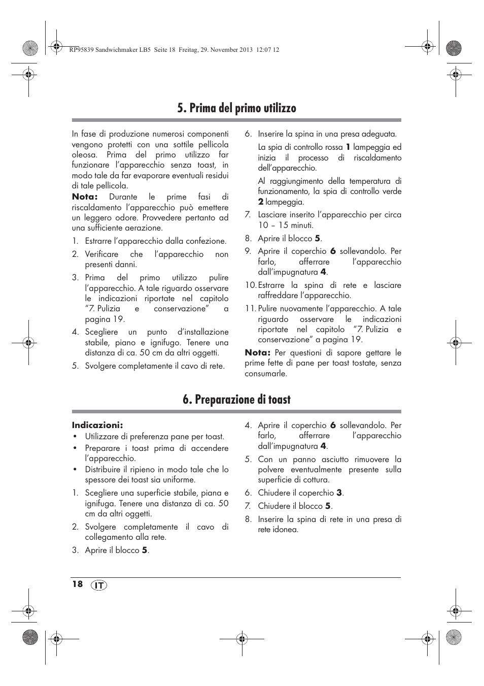 Prima del primo utilizzo, Preparazione di toast | Silvercrest SSWM 1400 A1 User Manual | Page 20 / 58