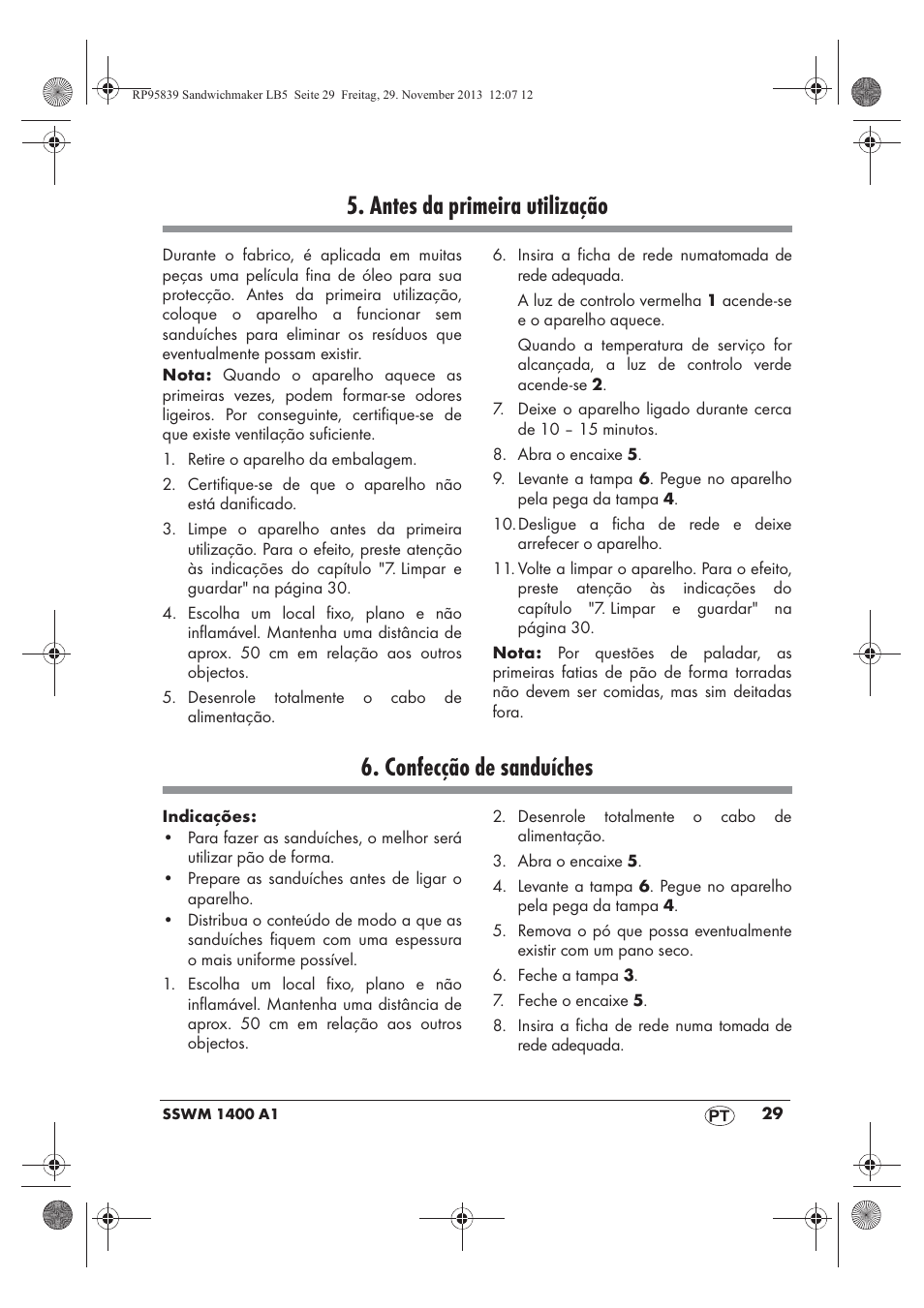 Antes da primeira utilização, Confecção de sanduíches | Silvercrest SSWM 1400 A1 User Manual | Page 31 / 58