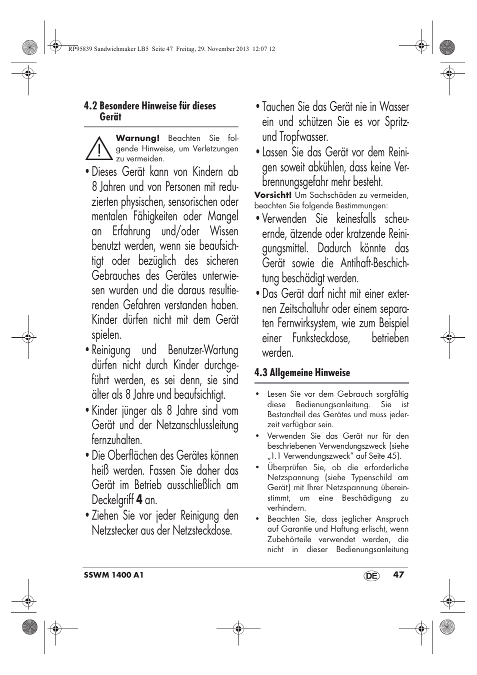 Silvercrest SSWM 1400 A1 User Manual | Page 49 / 58