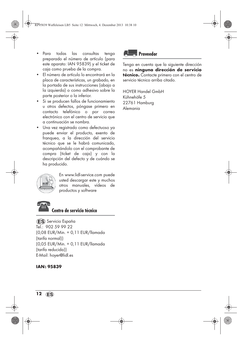 Centro de servicio técnico, Proveedor | Silvercrest SSWE 1400 A1 User Manual | Page 14 / 58