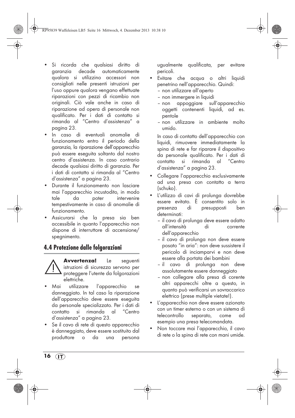 4 protezione dalle folgorazioni | Silvercrest SSWE 1400 A1 User Manual | Page 18 / 58