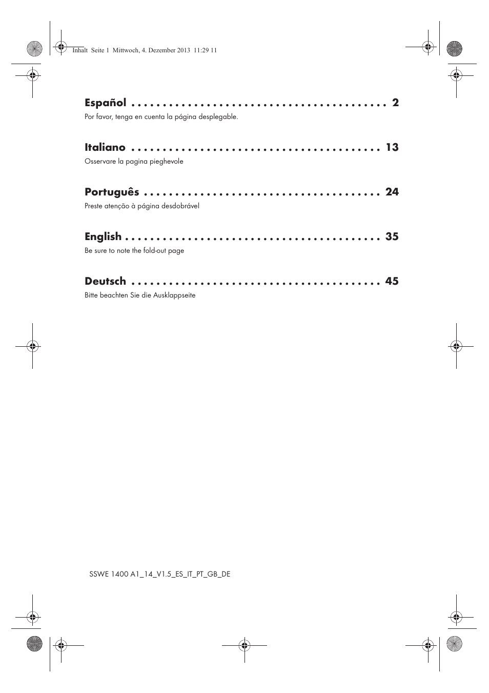 Español, Italiano, Português | English, Deutsch | Silvercrest SSWE 1400 A1 User Manual | Page 2 / 58