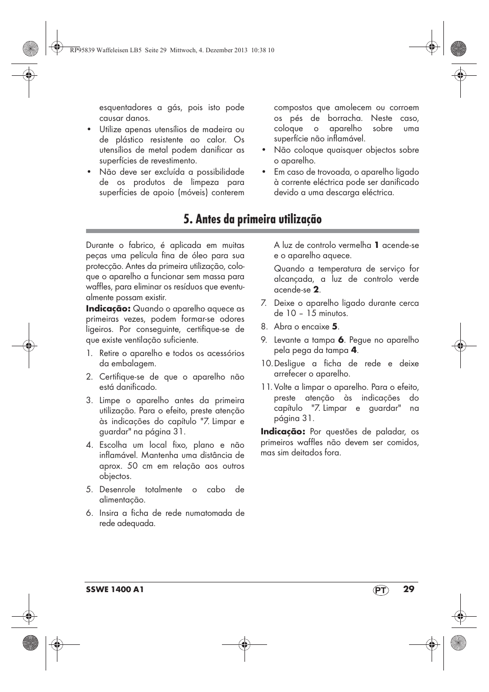 Antes da primeira utilização | Silvercrest SSWE 1400 A1 User Manual | Page 31 / 58