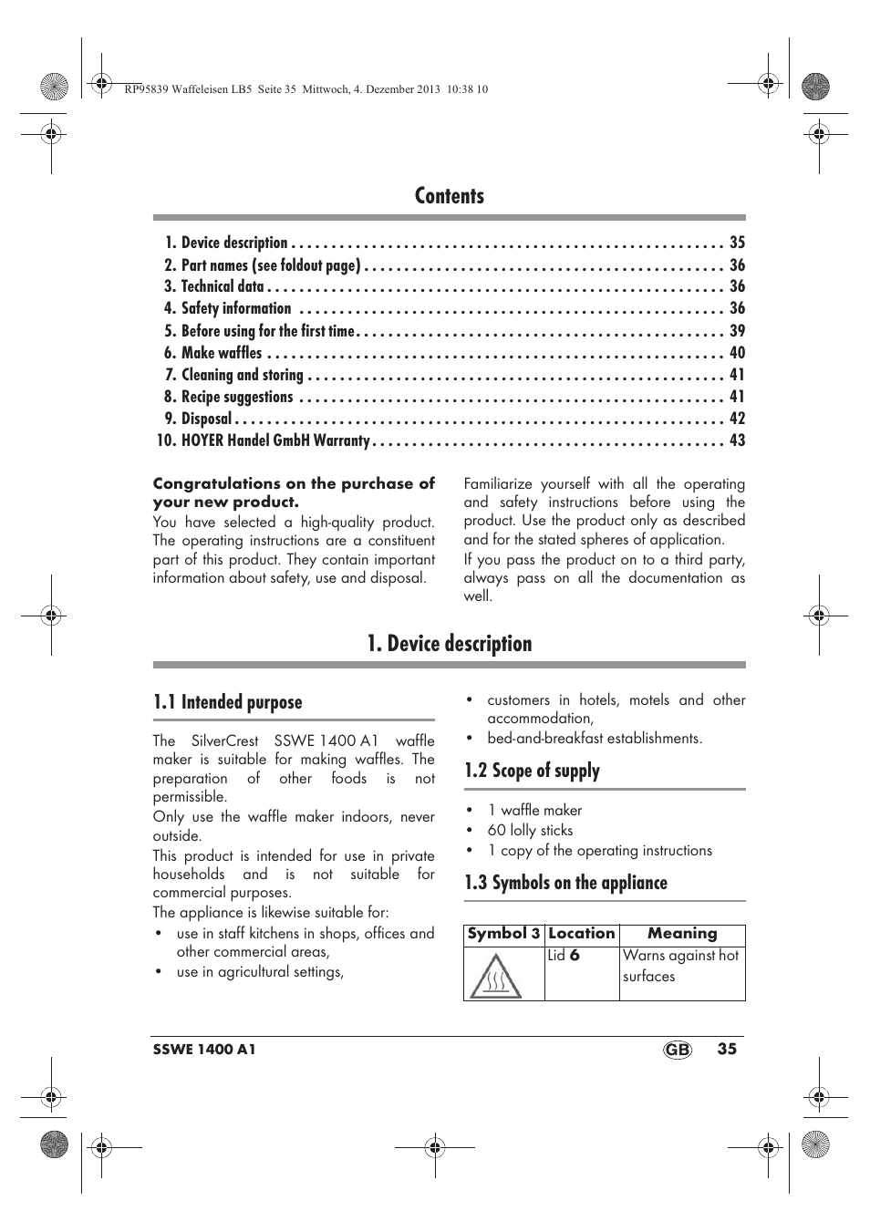 Silvercrest SSWE 1400 A1 User Manual | Page 37 / 58