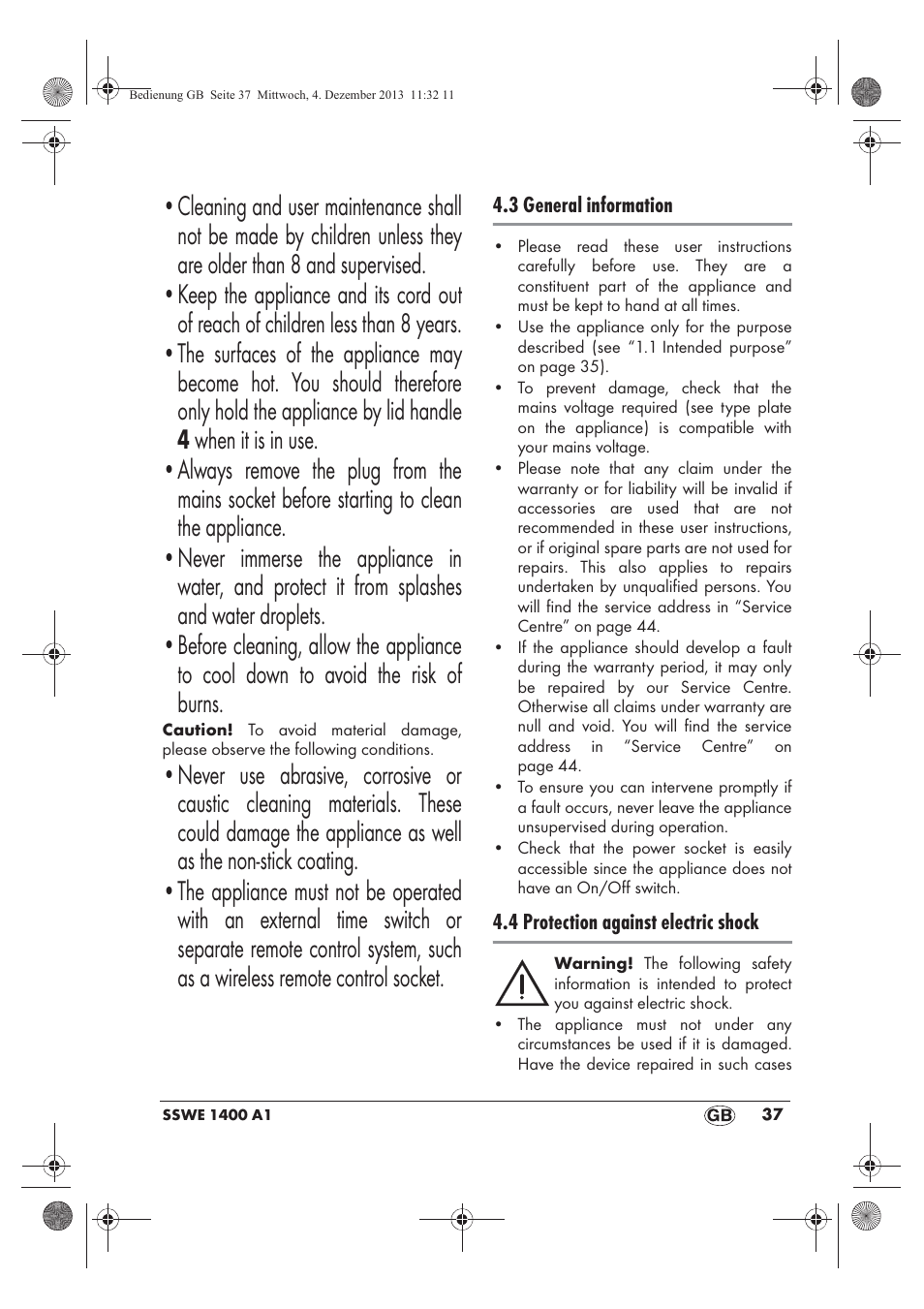 Silvercrest SSWE 1400 A1 User Manual | Page 39 / 58