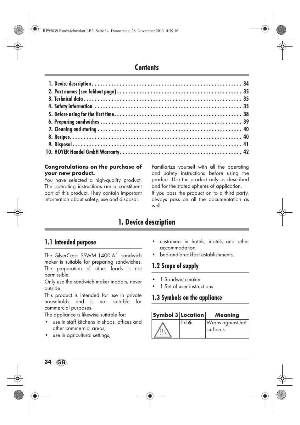 Silvercrest SSWM 1400 A1 User Manual | Page 36 / 46