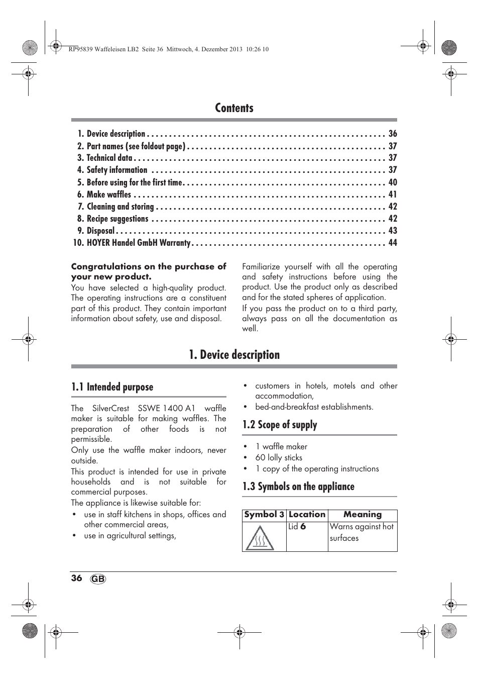 Silvercrest SSWE 1400 A1 User Manual | Page 38 / 50