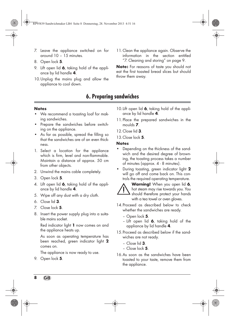 Preparing sandwiches | Silvercrest SSWM 1400 A1 User Manual | Page 10 / 78