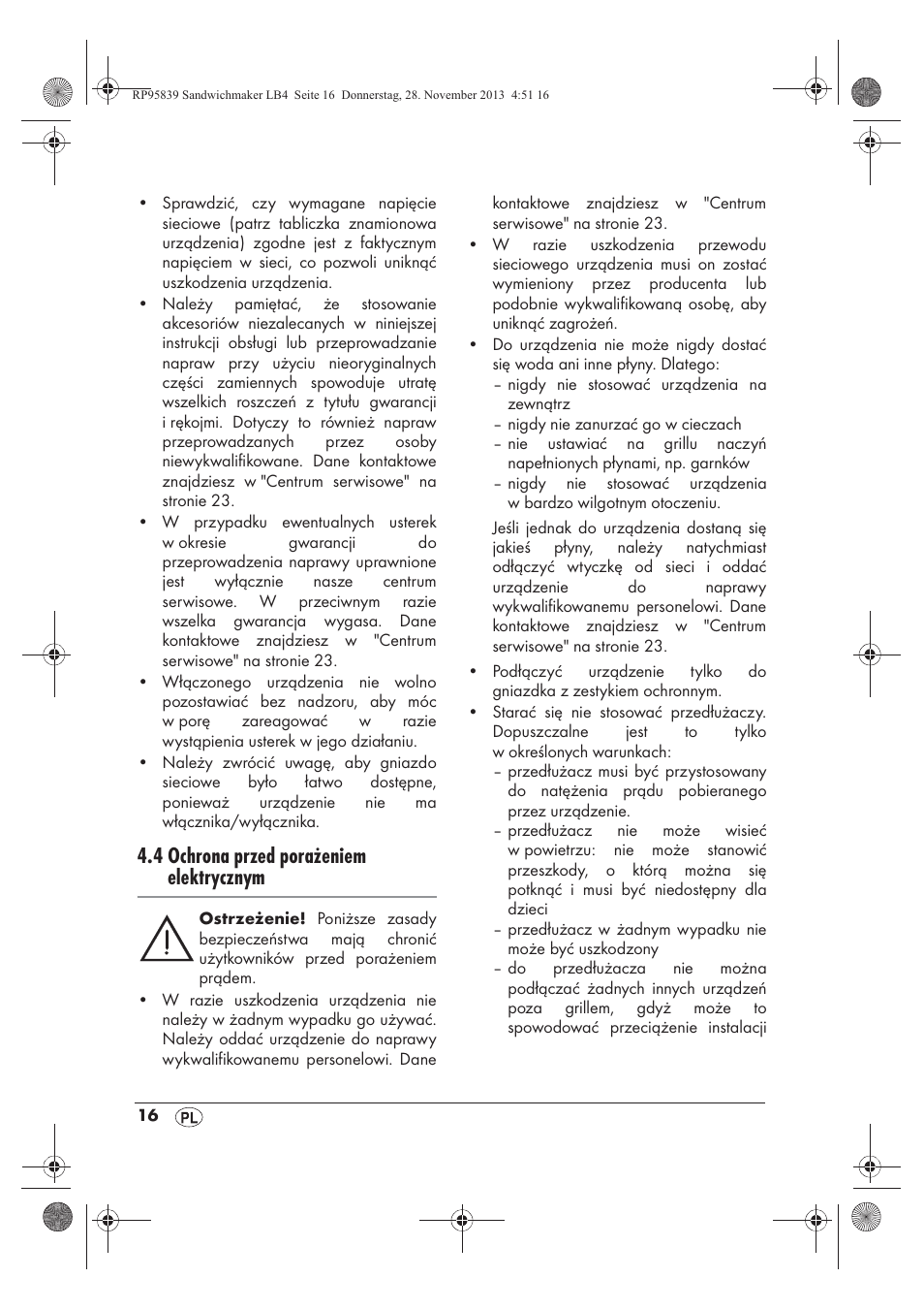 4 ochrona przed porażeniem elektrycznym | Silvercrest SSWM 1400 A1 User Manual | Page 18 / 78