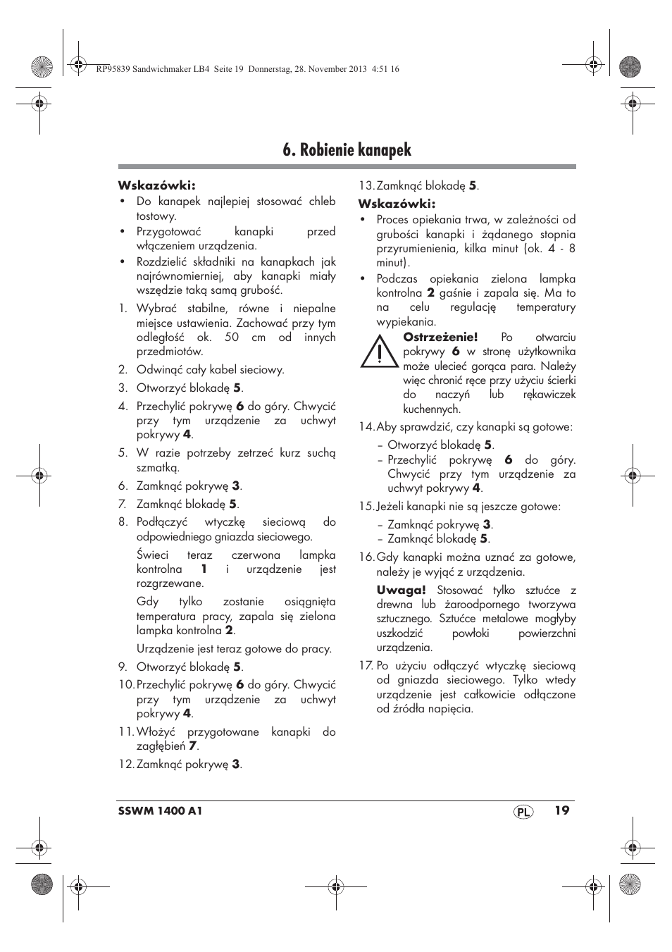 Robienie kanapek | Silvercrest SSWM 1400 A1 User Manual | Page 21 / 78