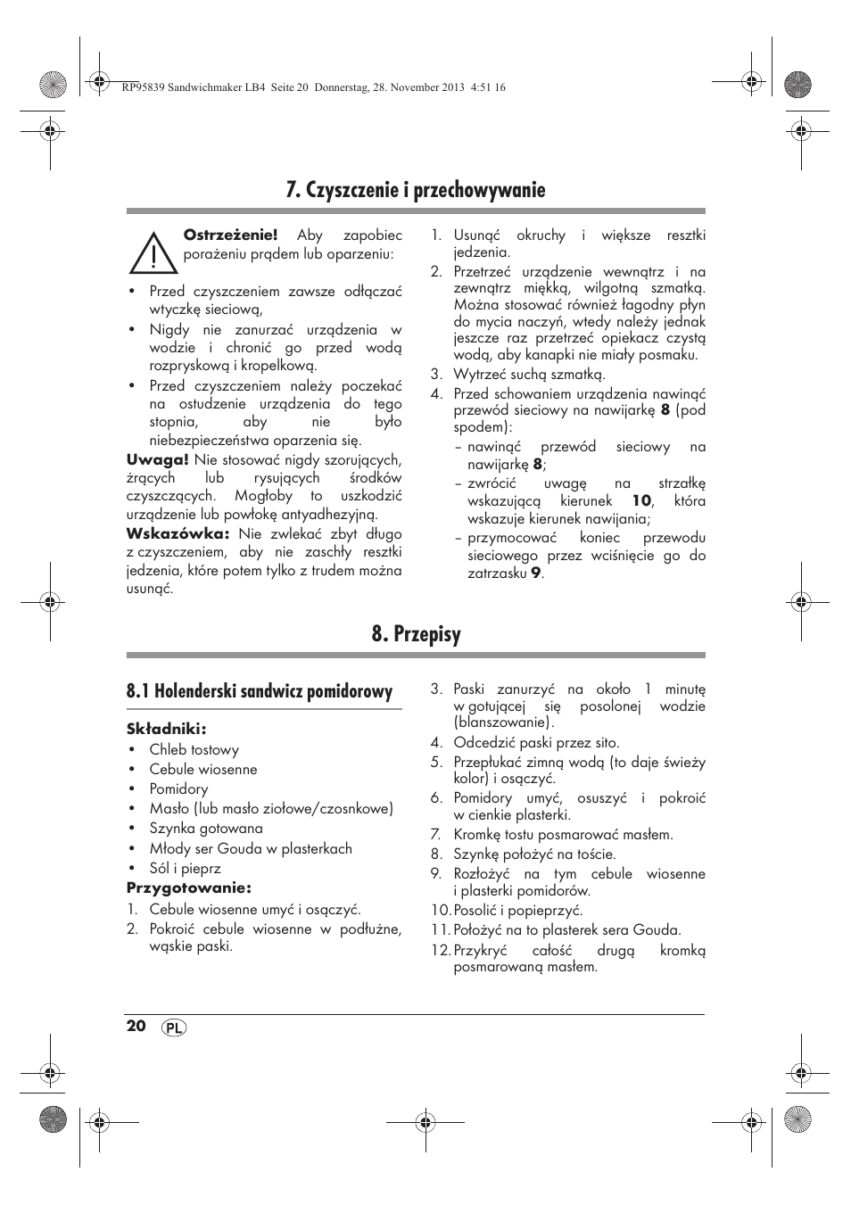Czyszczenie i przechowywanie, Przepisy, 1 holenderski sandwicz pomidorowy | Silvercrest SSWM 1400 A1 User Manual | Page 22 / 78