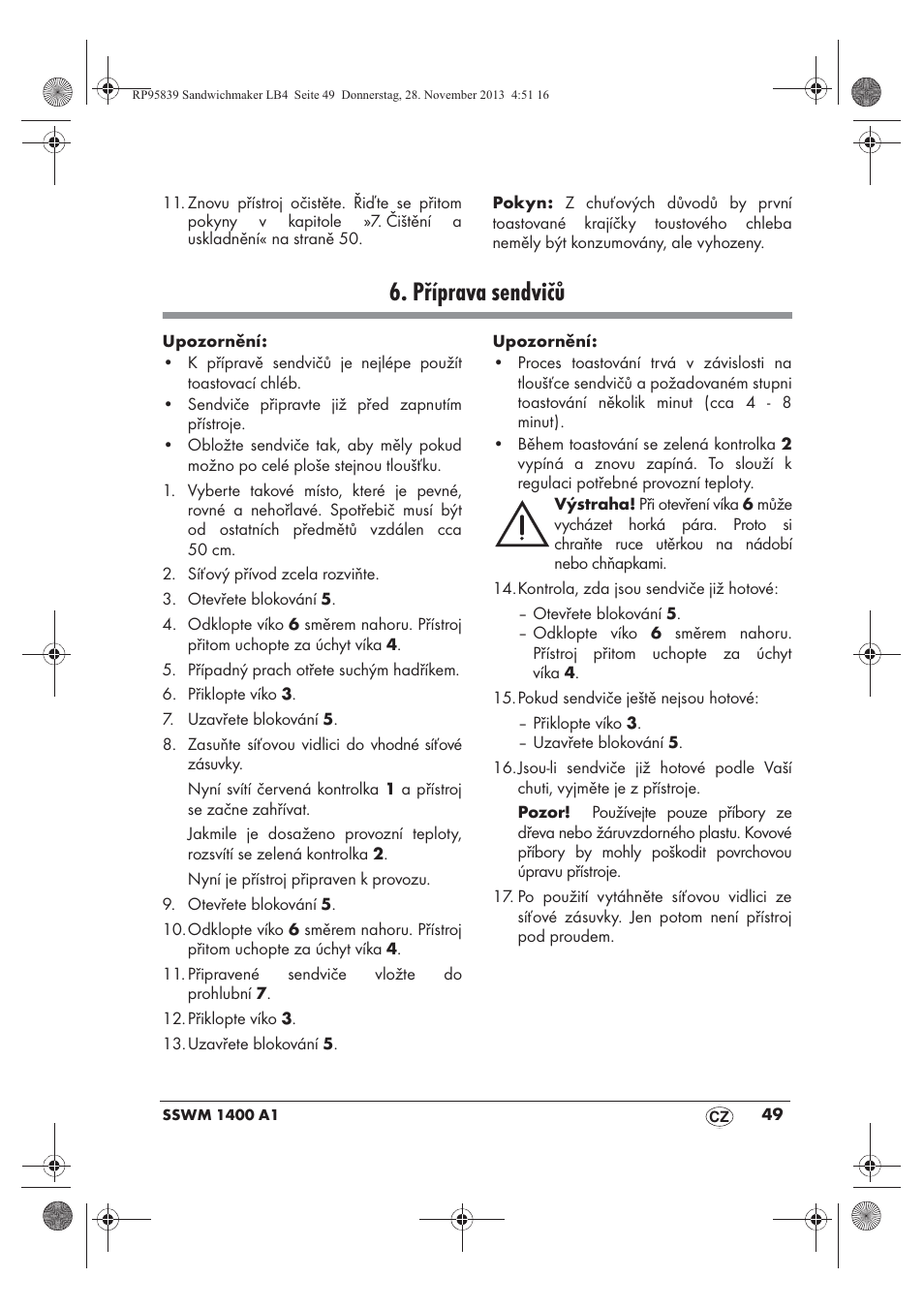 Příprava sendvičů | Silvercrest SSWM 1400 A1 User Manual | Page 51 / 78