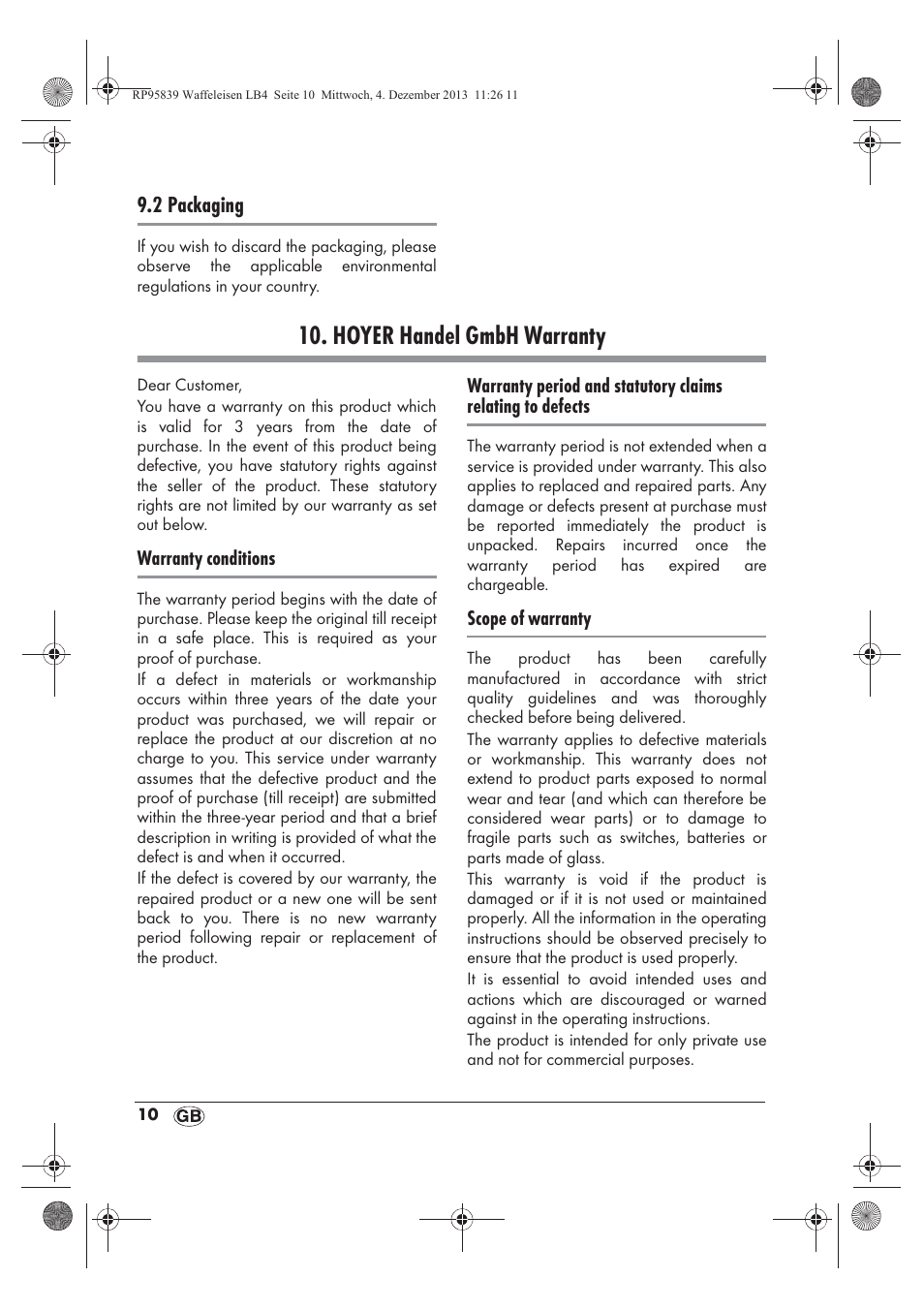Hoyer handel gmbh warranty | Silvercrest SSWE 1400 A1 User Manual | Page 12 / 78
