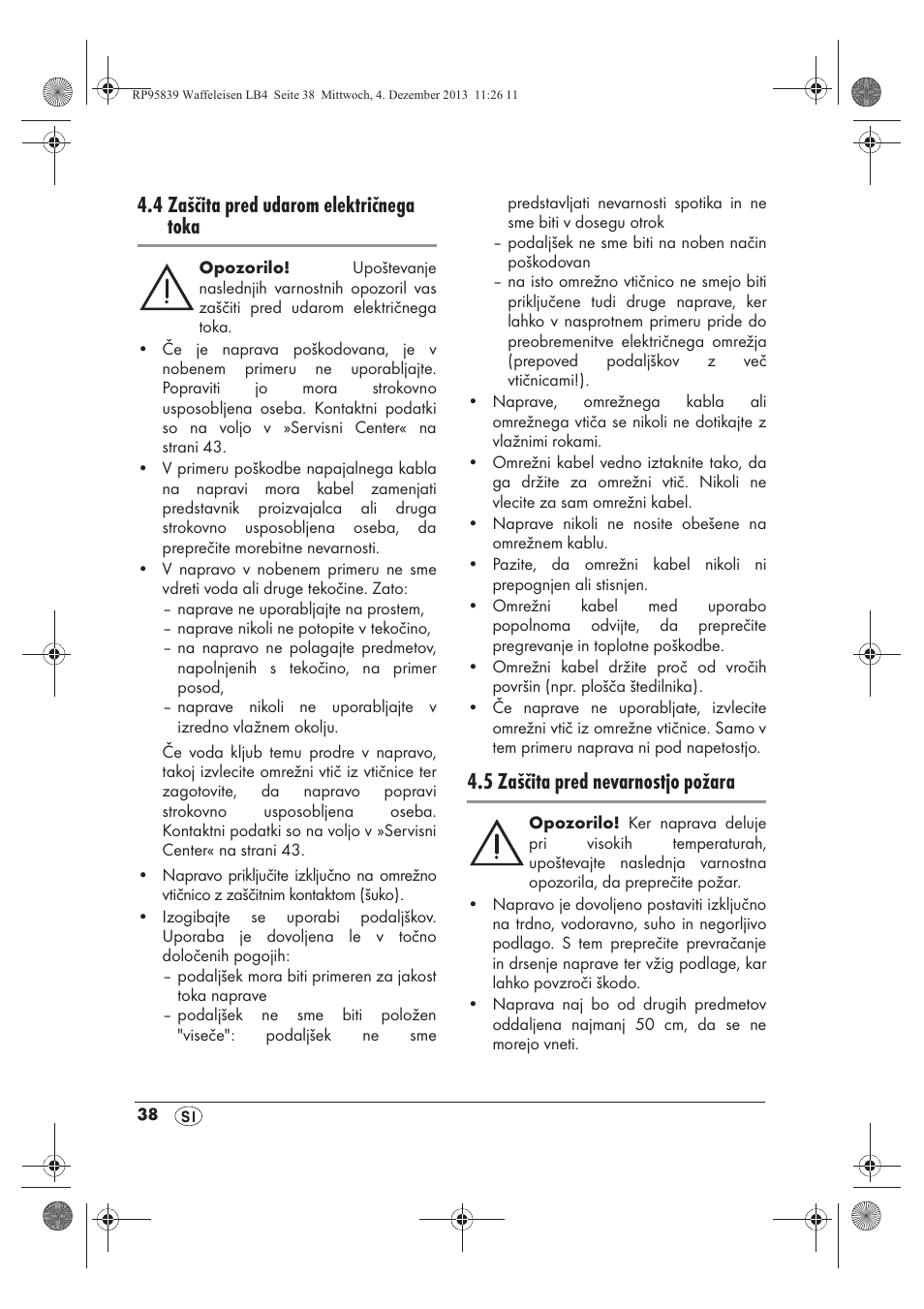 4 zaščita pred udarom električnega toka, 5 zaščita pred nevarnostjo požara | Silvercrest SSWE 1400 A1 User Manual | Page 40 / 78