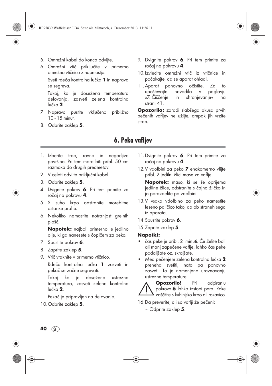 Peka vafljev | Silvercrest SSWE 1400 A1 User Manual | Page 42 / 78