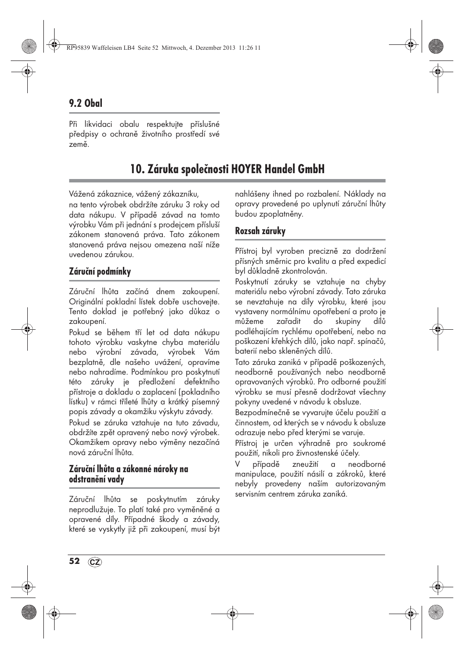 Záruka společnosti hoyer handel gmbh, 2 obal | Silvercrest SSWE 1400 A1 User Manual | Page 54 / 78