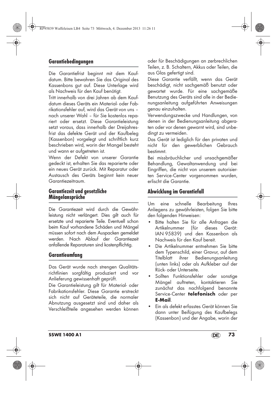Silvercrest SSWE 1400 A1 User Manual | Page 75 / 78
