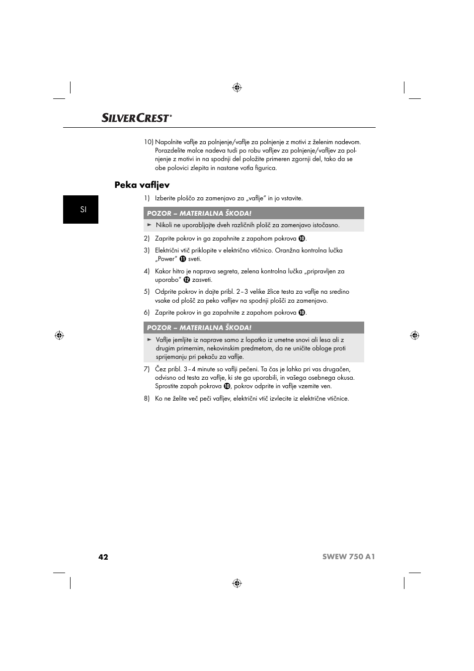 Peka vaﬂ jev | Silvercrest SWEW 750 A1 User Manual | Page 45 / 101
