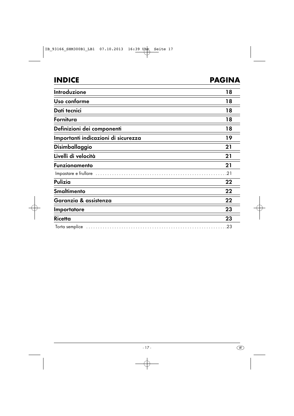Indice pagina | Silvercrest SHM 300 B1 User Manual | Page 20 / 43