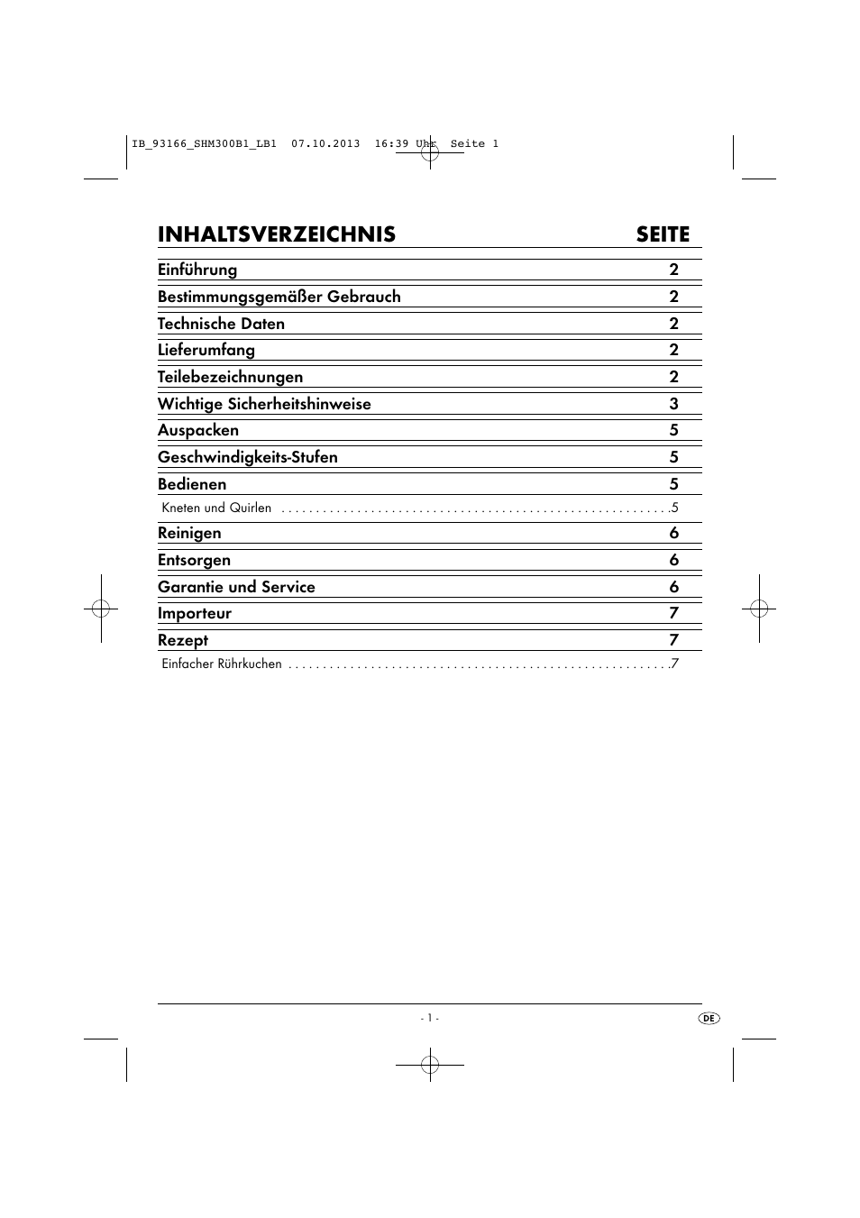 Inhaltsverzeichnis seite | Silvercrest SHM 300 B1 User Manual | Page 4 / 43