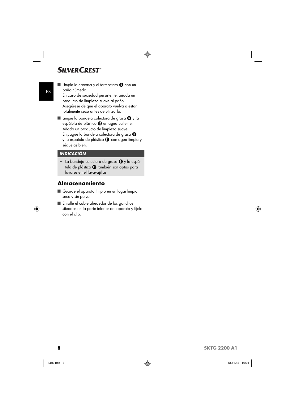 Almacenamiento | Silvercrest SKTG 2200 A1 User Manual | Page 11 / 54