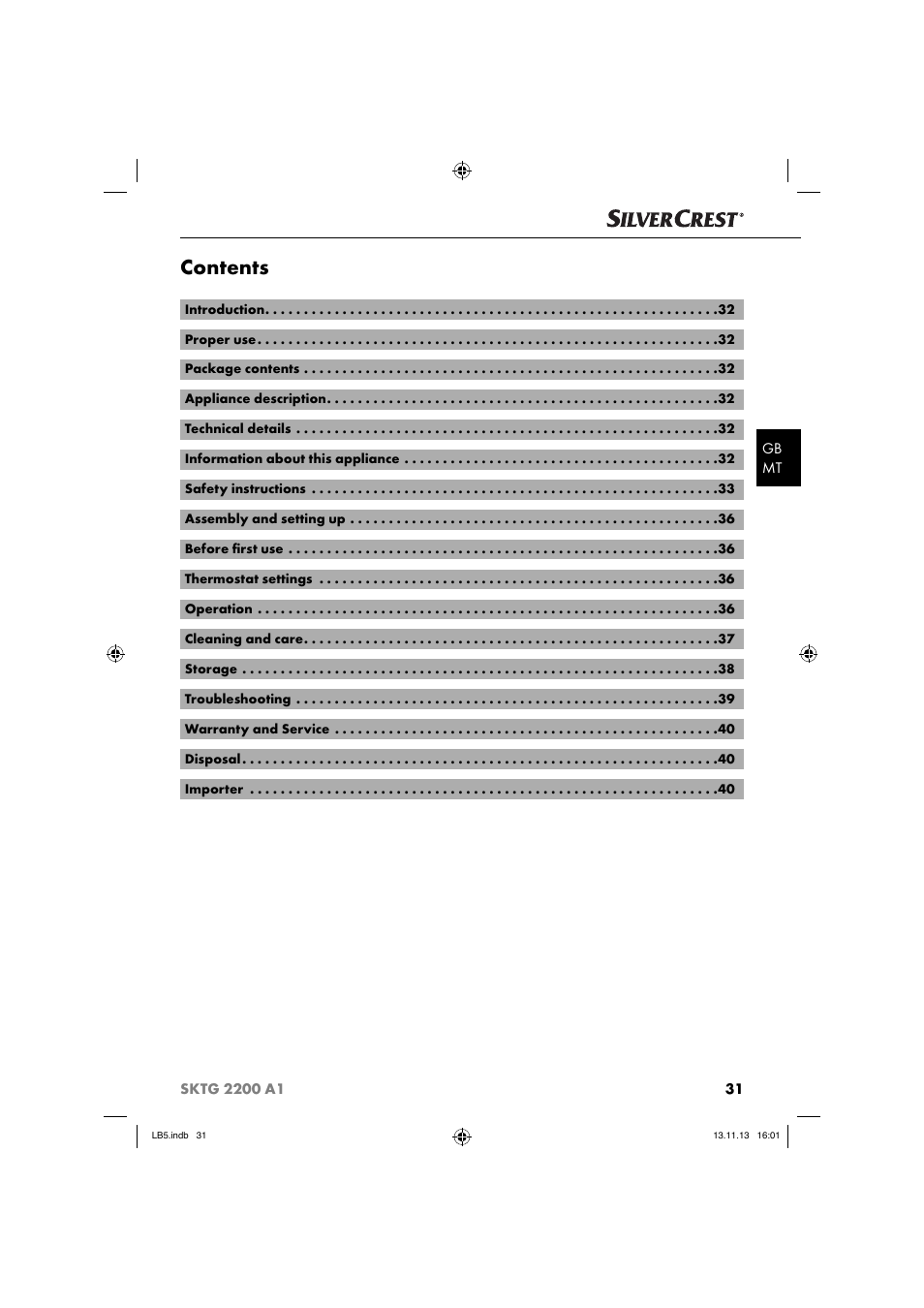 Silvercrest SKTG 2200 A1 User Manual | Page 34 / 54