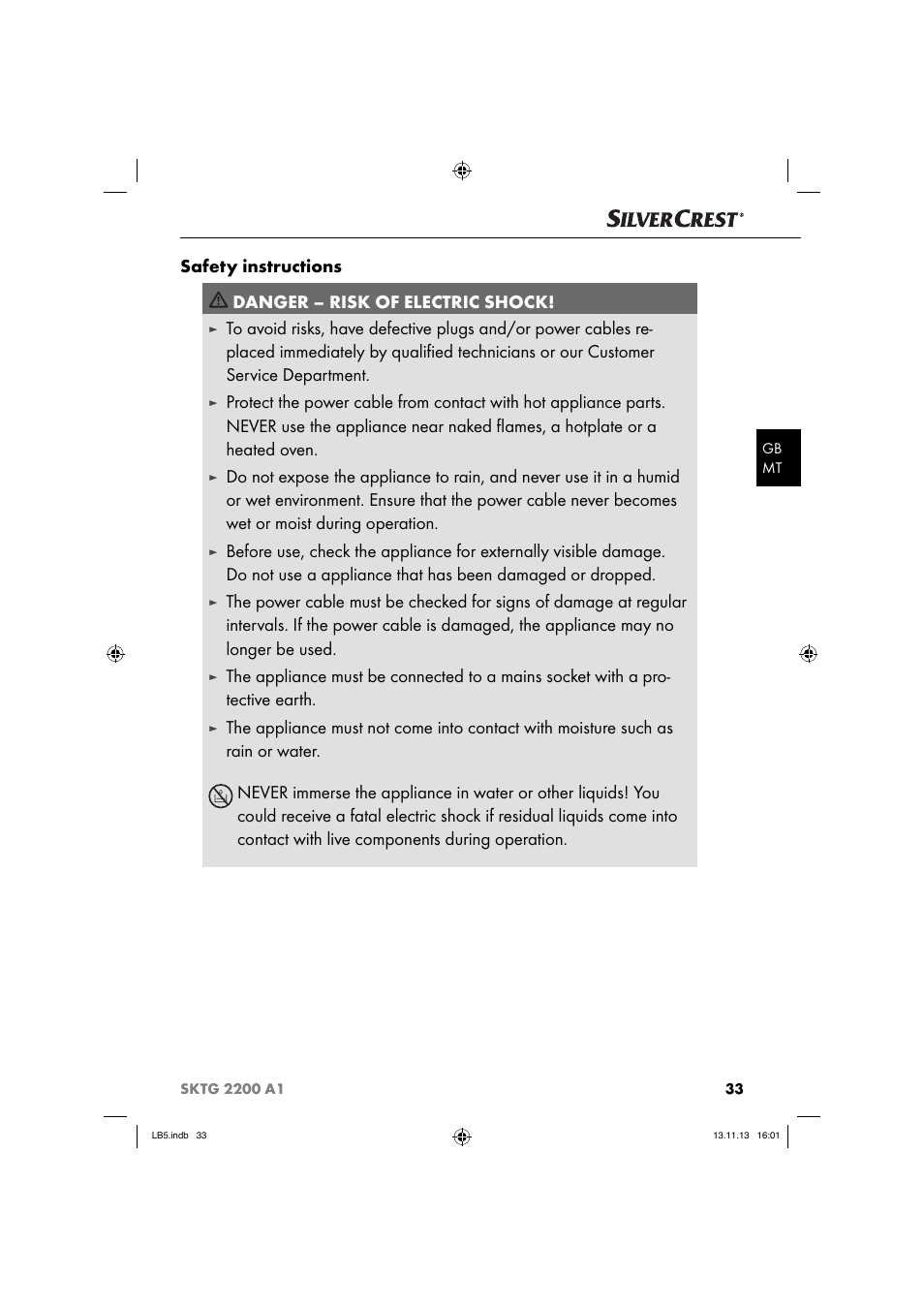 Silvercrest SKTG 2200 A1 User Manual | Page 36 / 54