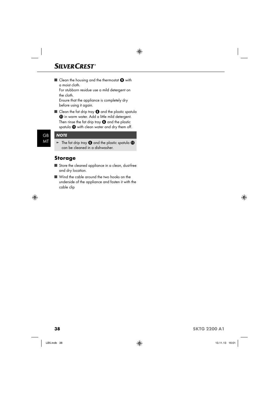 Storage | Silvercrest SKTG 2200 A1 User Manual | Page 41 / 54