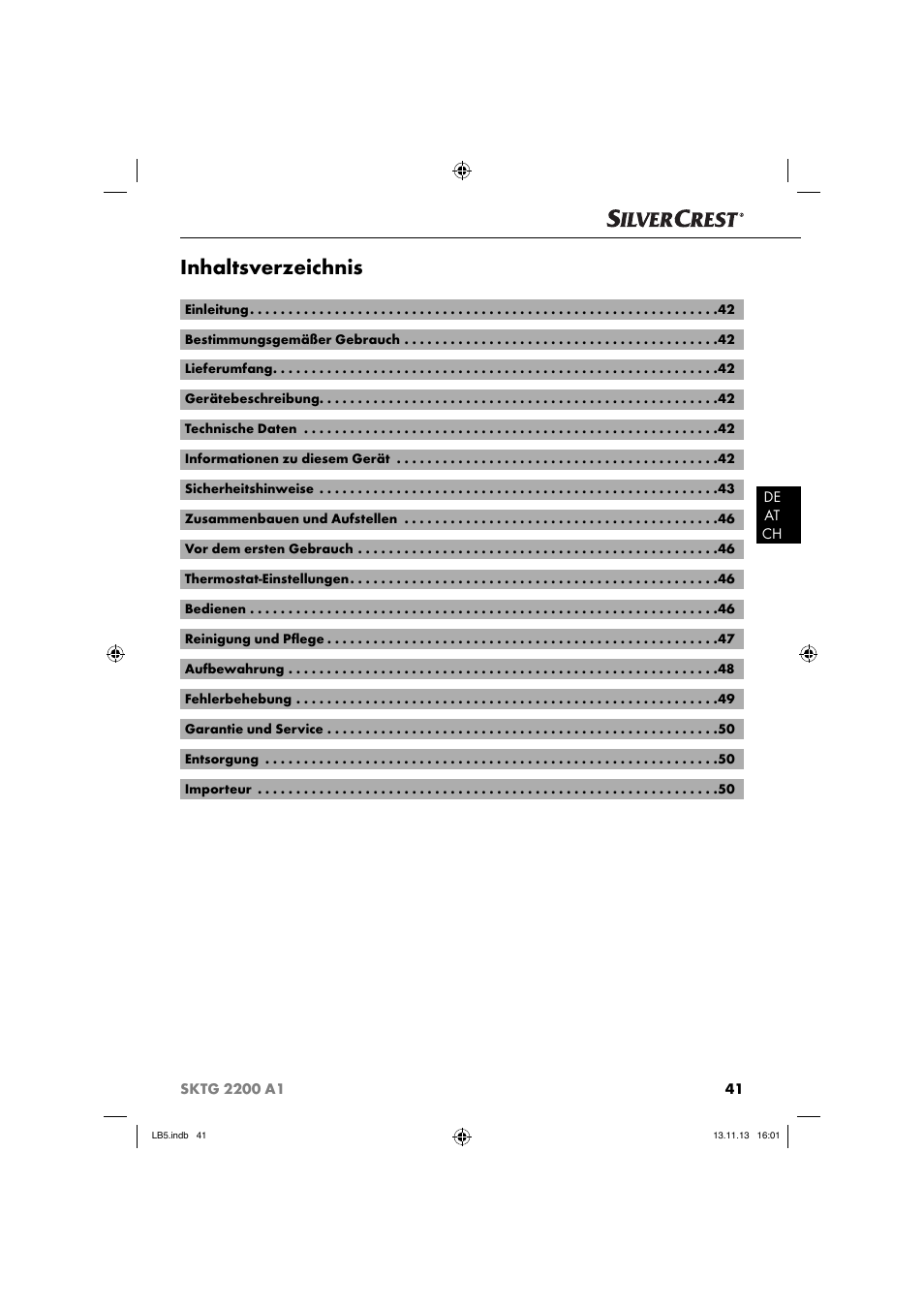 Silvercrest SKTG 2200 A1 User Manual | Page 44 / 54