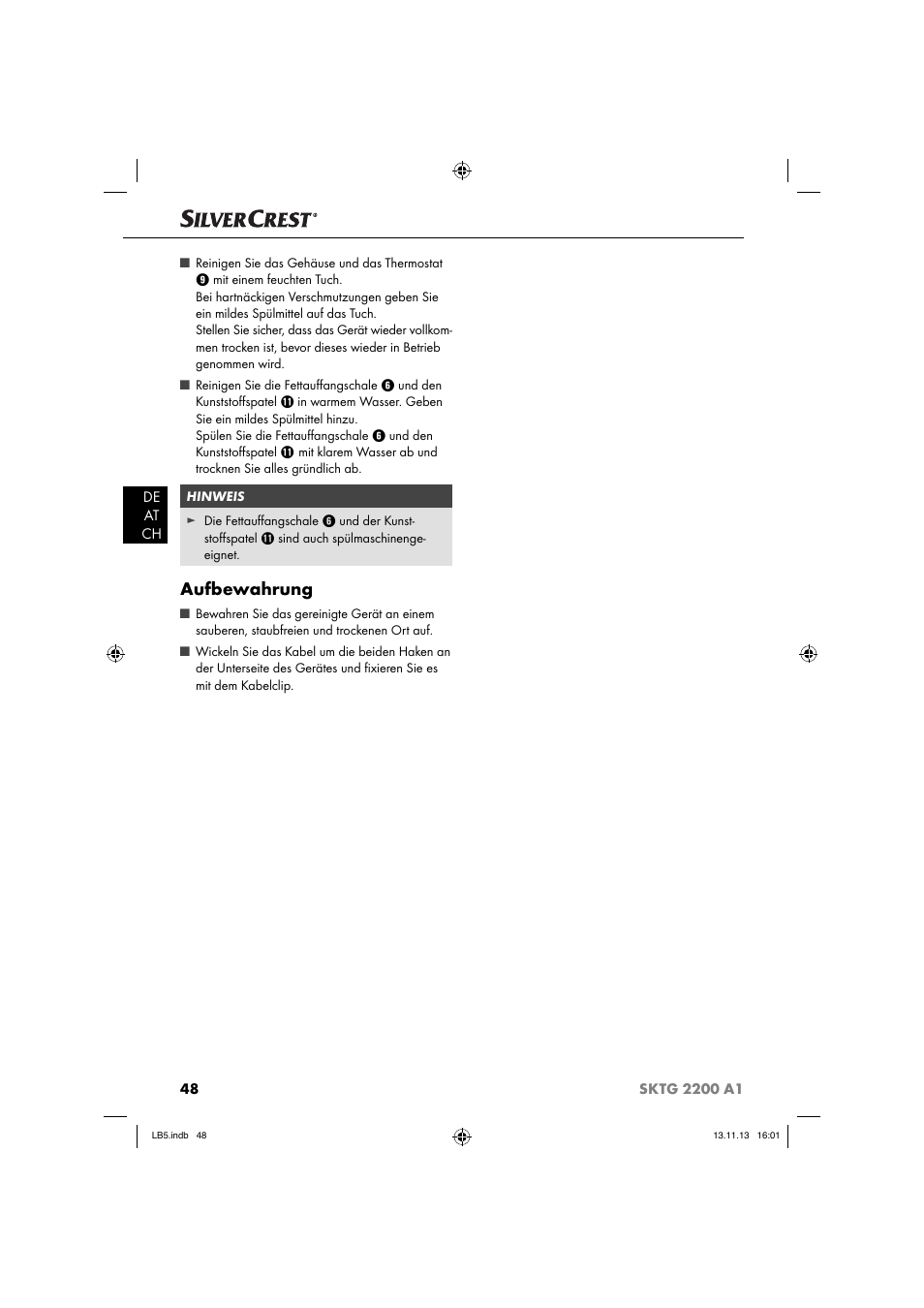 Aufbewahrung | Silvercrest SKTG 2200 A1 User Manual | Page 51 / 54