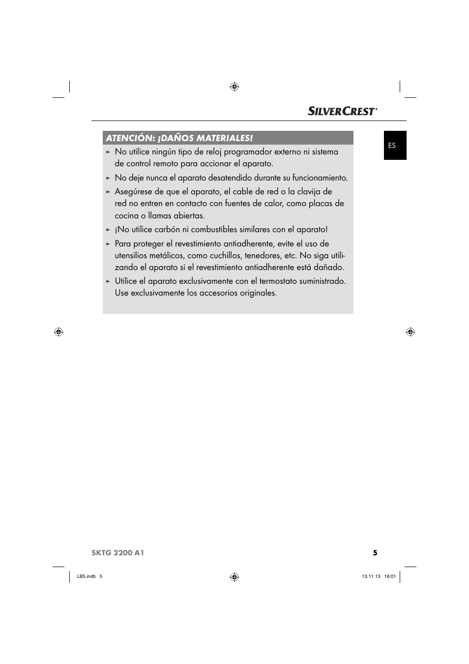 Atención : ¡daños materiales | Silvercrest SKTG 2200 A1 User Manual | Page 8 / 54