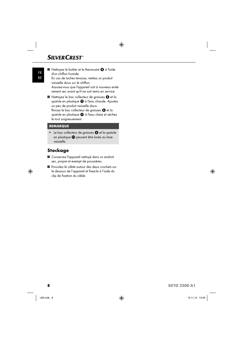 Stockage | Silvercrest SKTG 2200 A1 User Manual | Page 11 / 34