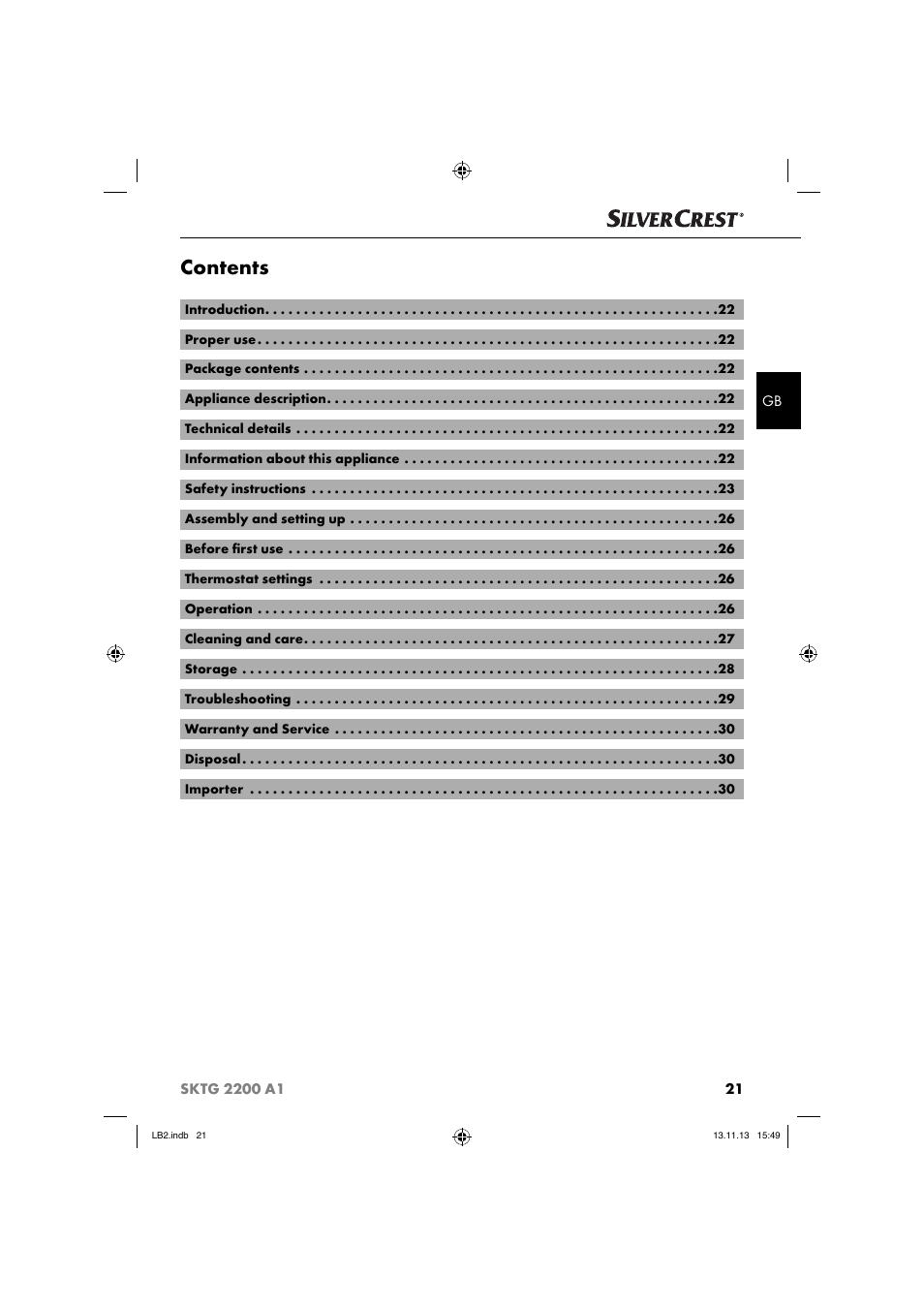 Silvercrest SKTG 2200 A1 User Manual | Page 24 / 34