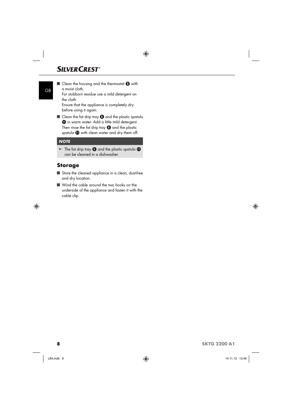 Storage | Silvercrest SKTG 2200 A1 User Manual | Page 11 / 44