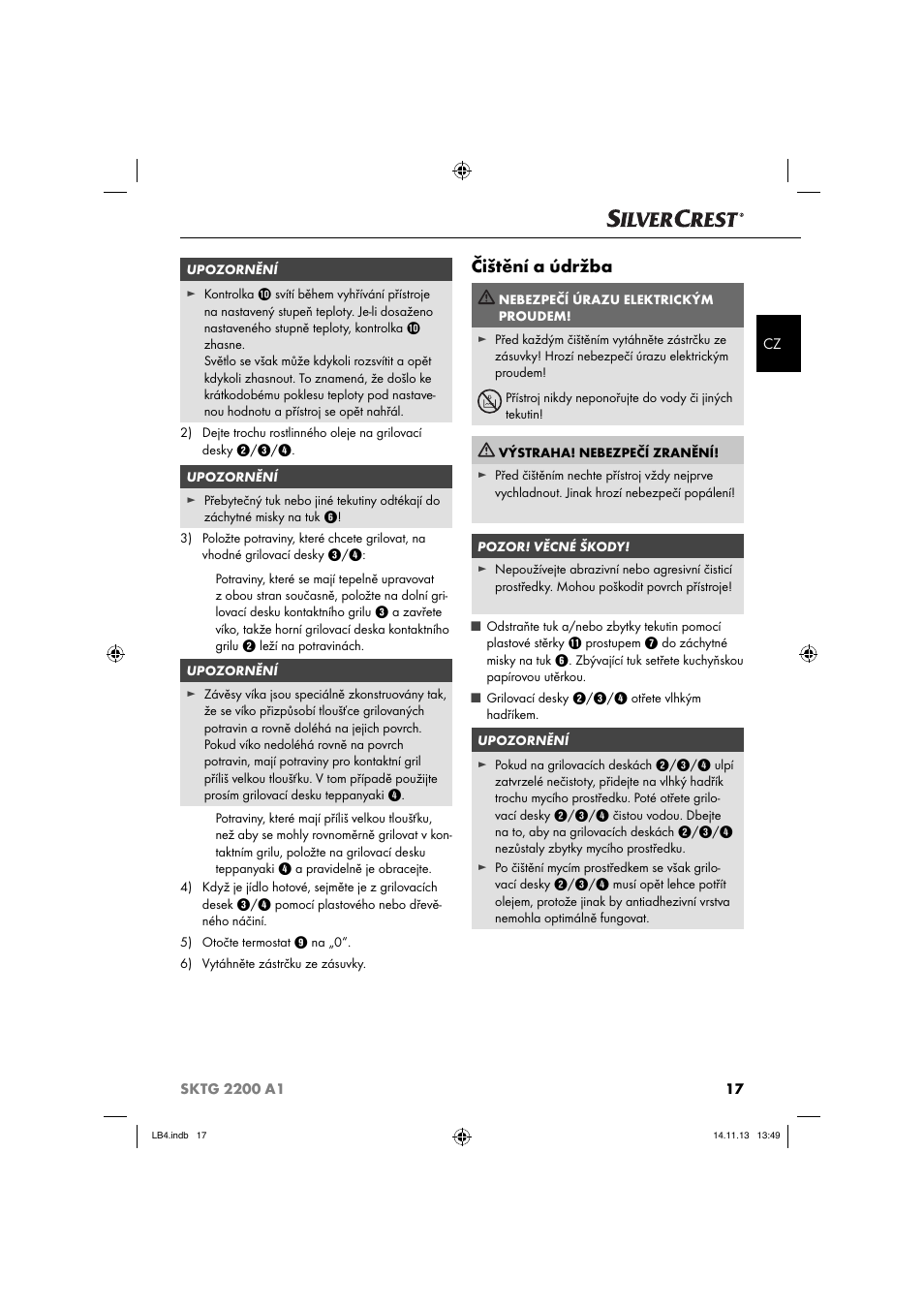 Čištění a údržba | Silvercrest SKTG 2200 A1 User Manual | Page 20 / 44