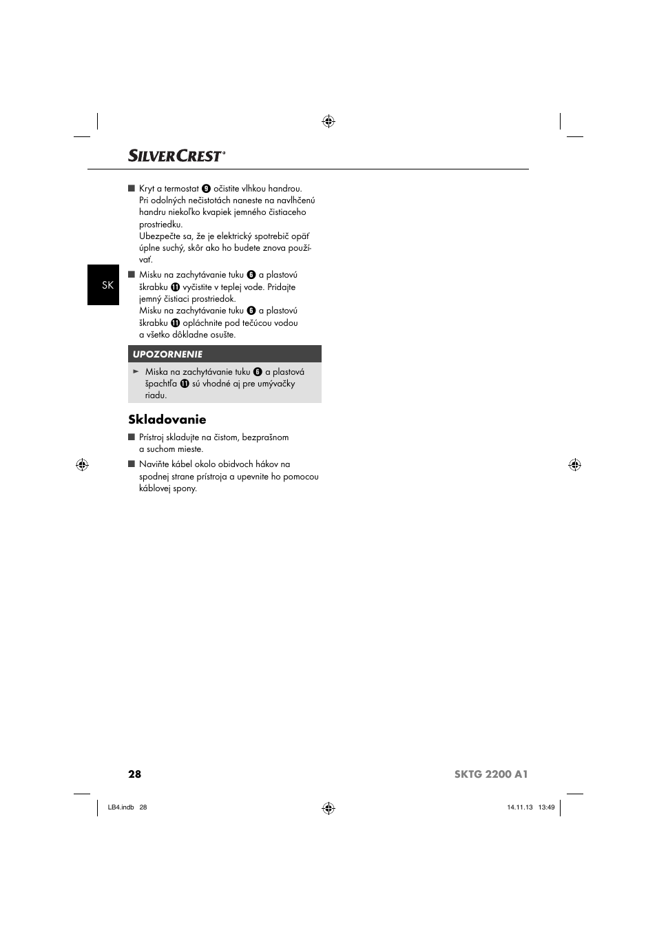 Skladovanie | Silvercrest SKTG 2200 A1 User Manual | Page 31 / 44