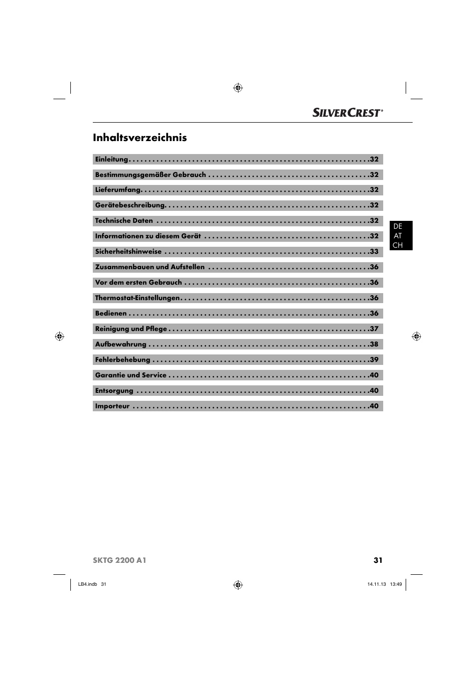 Silvercrest SKTG 2200 A1 User Manual | Page 34 / 44